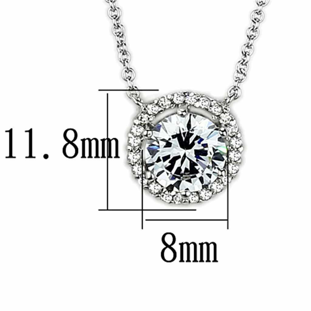 Brass CZ Round Halo Solitaire Pendant Necklace view 2