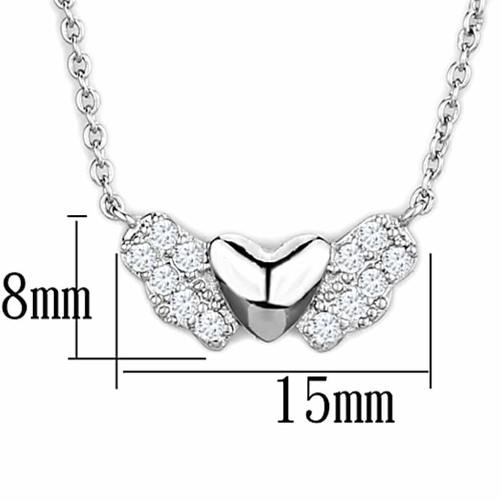 Brass CZ Angel Wing Heart Pendant Necklace view 2