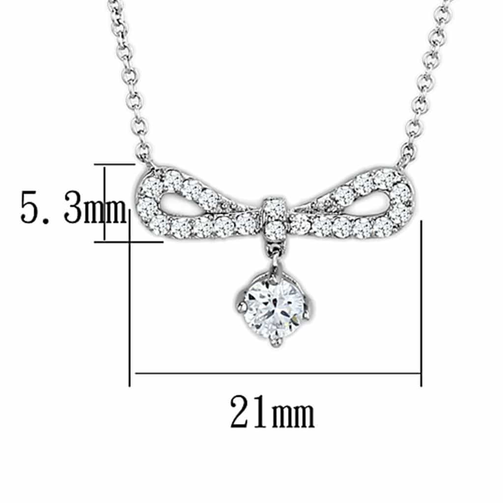 Brass CZ Pave Bow Ribbon Dangle Pendant Necklace view 2