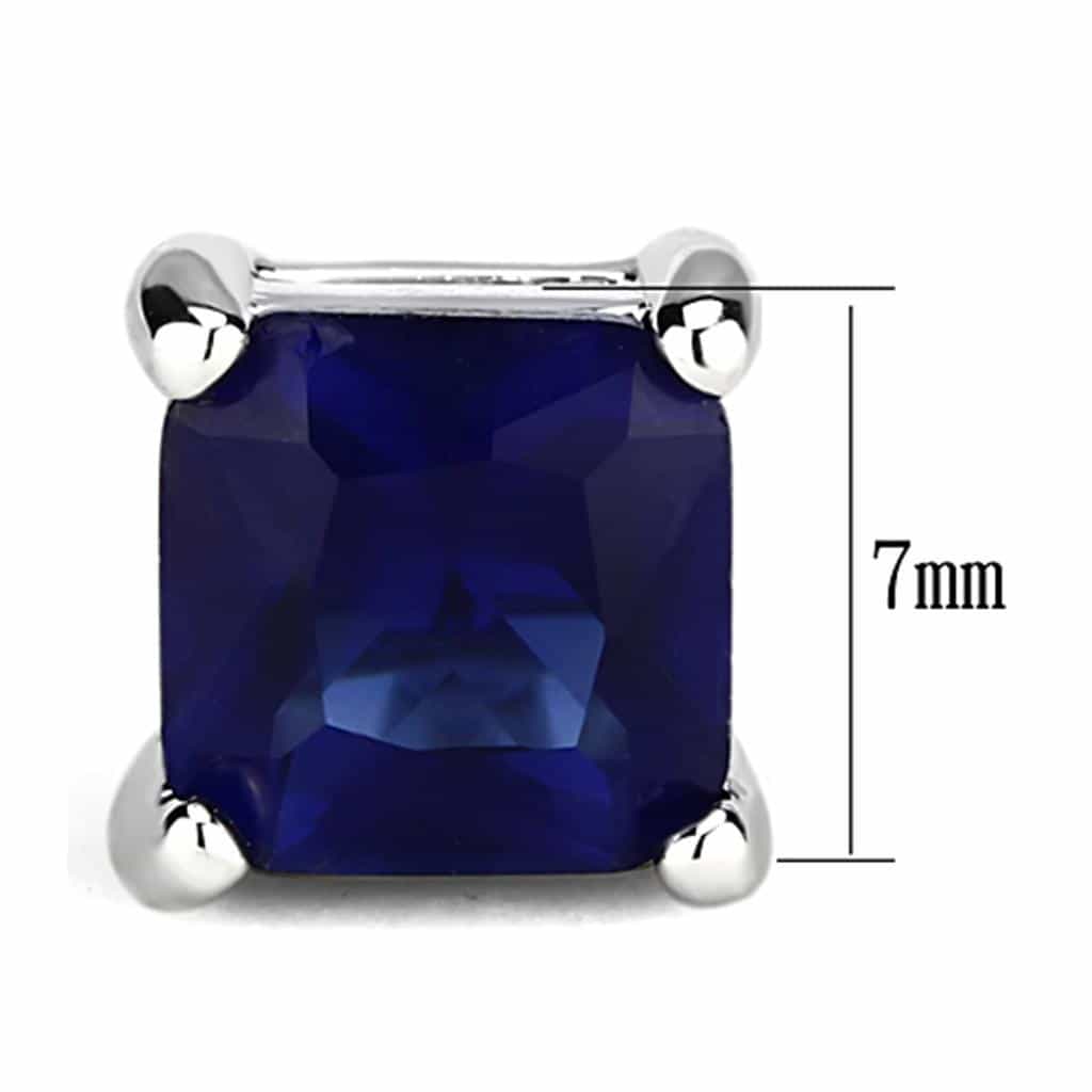 Brass Sapphire CZ Princess Cut Prong Stud Earrings view 2