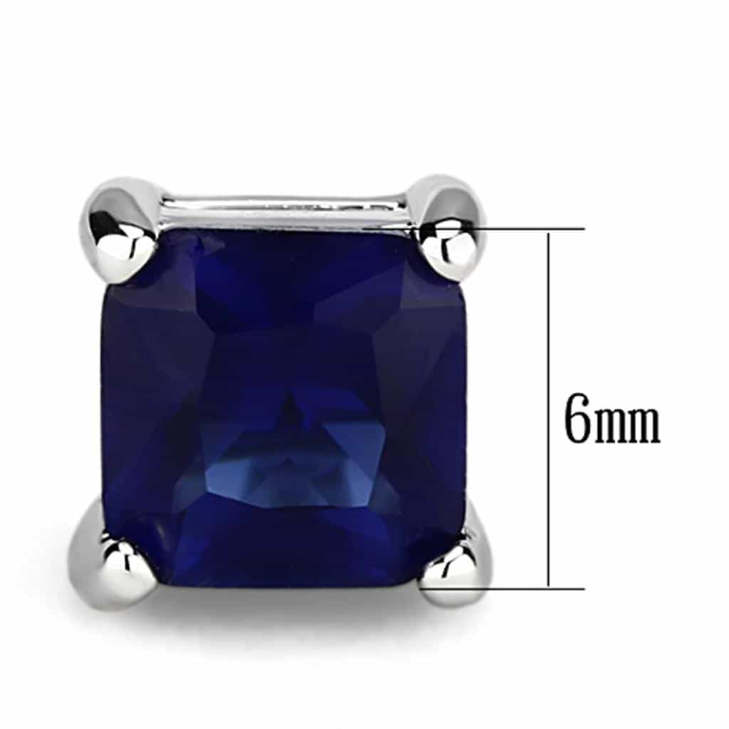 Brass Sapphire CZ Princess Prong Stud Small Earrings view 2
