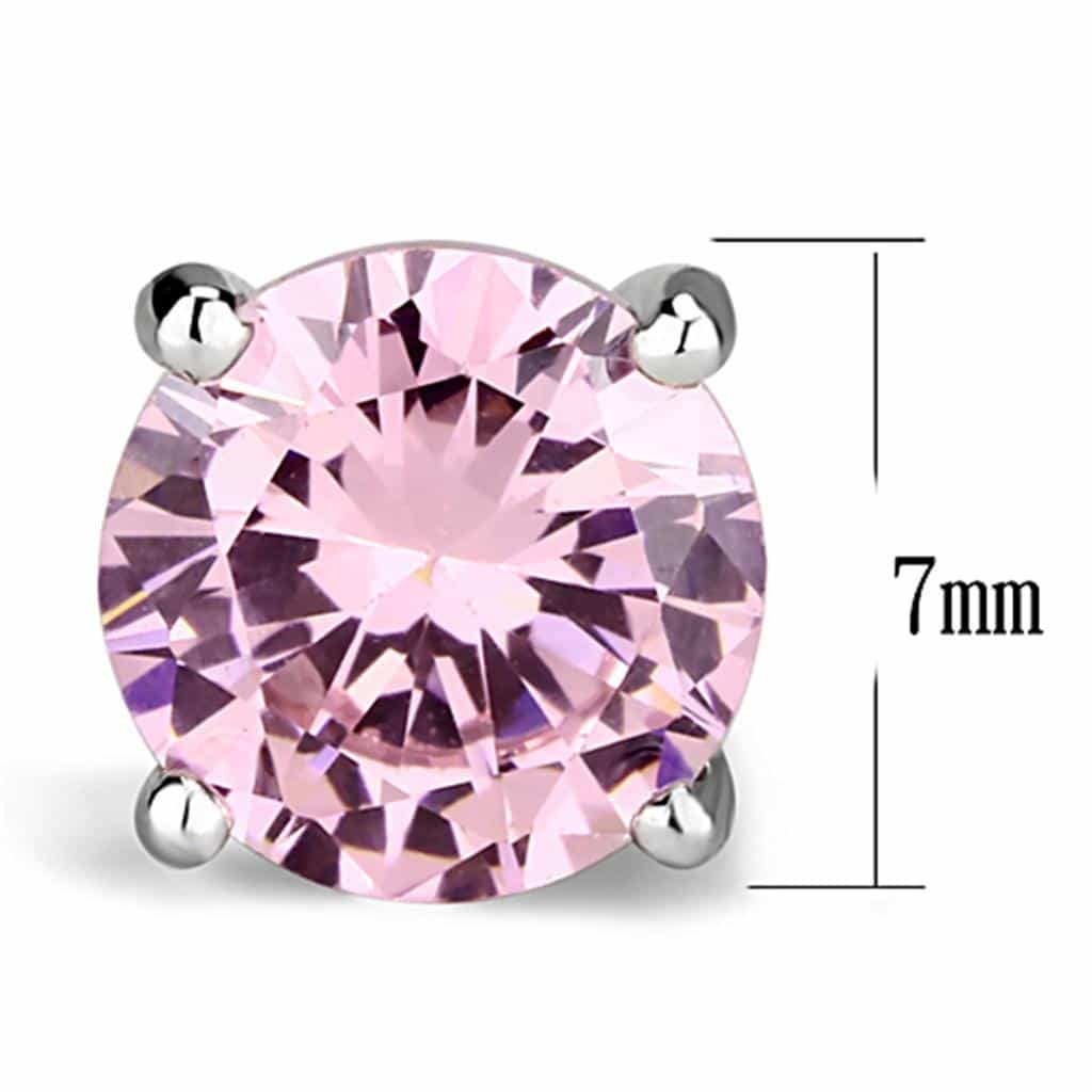 Brass Pink CZ Round Stud Earrings | The Stainless Jewelry view 2