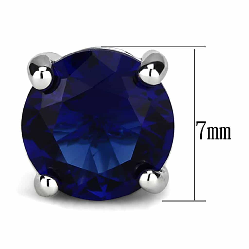 Brass Sapphire CZ Round Prong Stud Earrings view 2