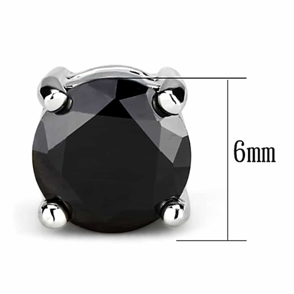 Brass Black CZ Round Prong Stud Earrings | The Stainless Jewelry view 2