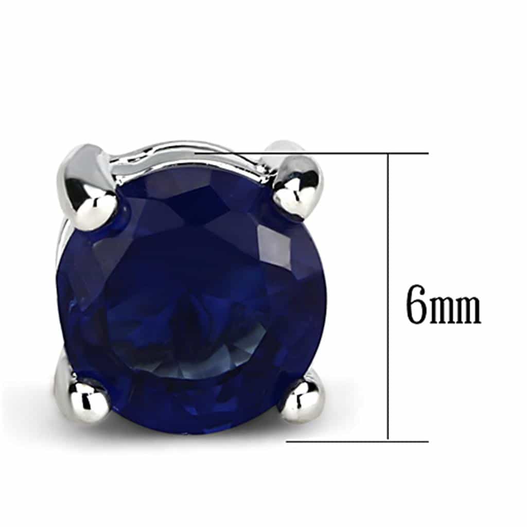 Brass Sapphire CZ Round Prong Stud Small Earrings view 2