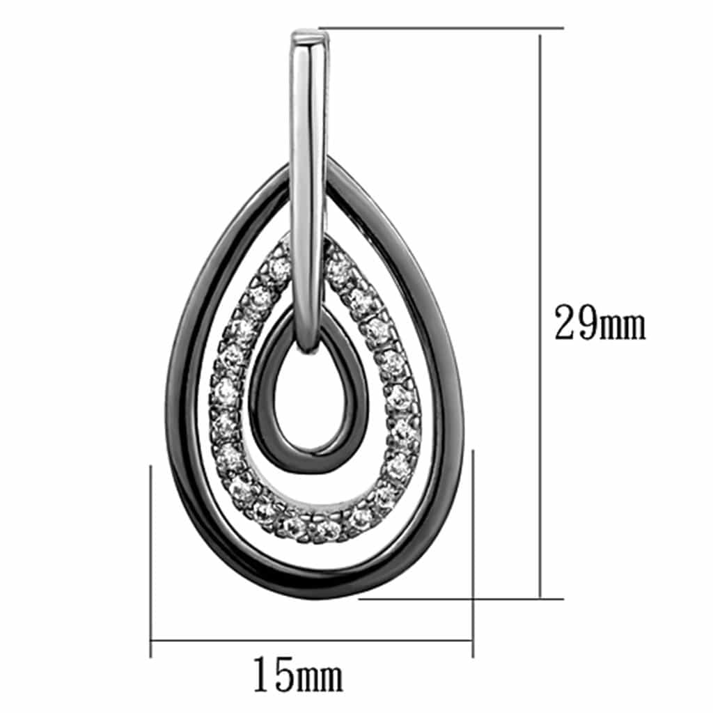 Brass CZ Pave Teardrop Loop Dangle Earrings view 2
