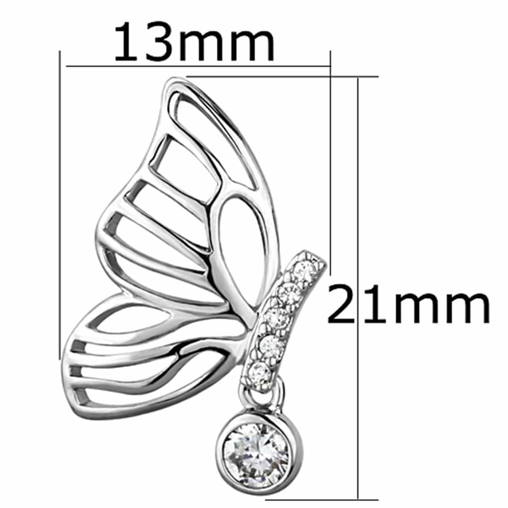 Brass Gold CZ Butterfly Wing Cutout Stud Earrings view 3