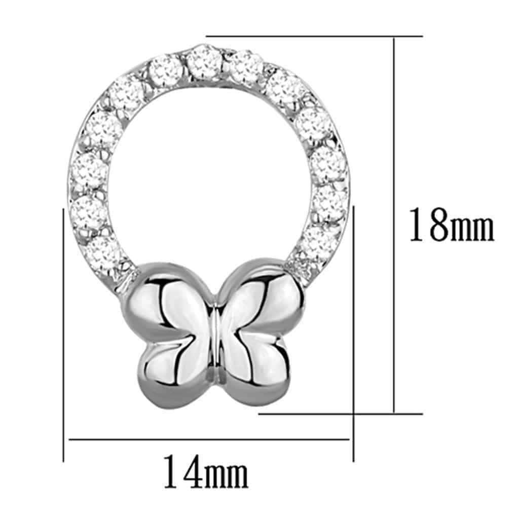 Brass CZ Pave Circle Butterfly Charm Stud Earrings view 2