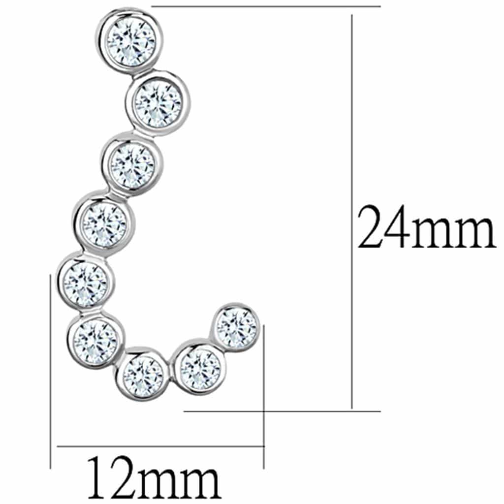 Brass CZ Bezel Graduated Arc Climber Earrings view 2