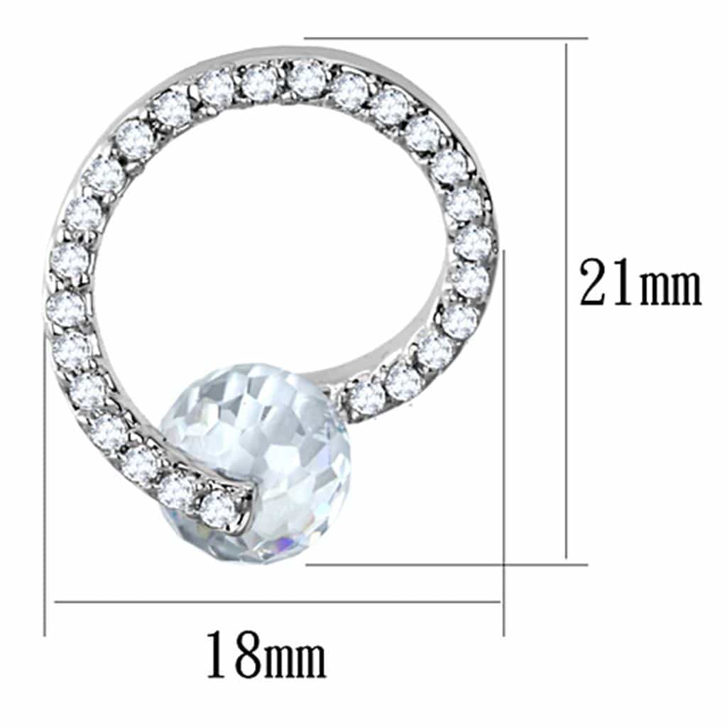Brass CZ Pave Circle Solitaire Drop Earrings view 2