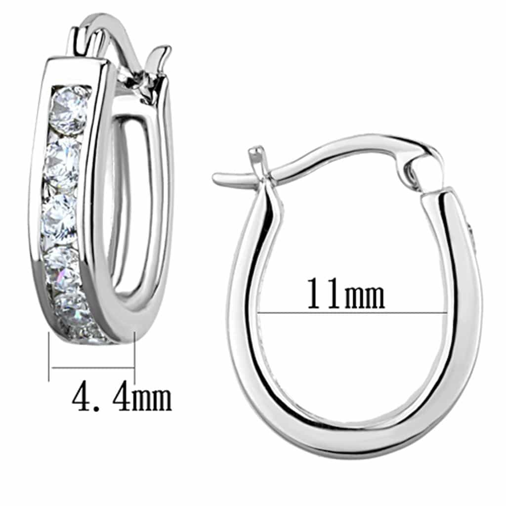 Brass CZ Channel U-Shape Snap Hoop Earrings view 2