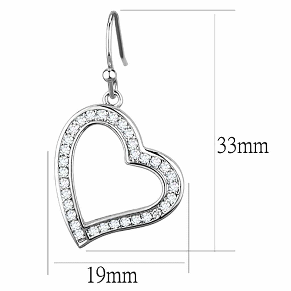 Brass CZ Pave Open Heart Dangle Earrings | The Stainless Jewelry view 2