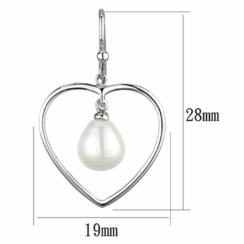 Brass Pearl Teardrop Open Heart Dangle Earrings view 2