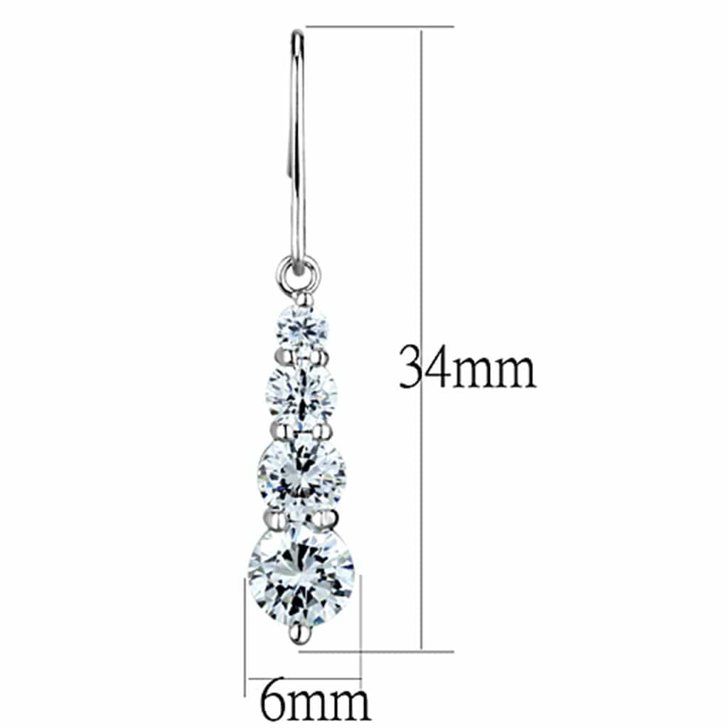 Brass CZ Round Graduated Triple Dangle Earrings view 2