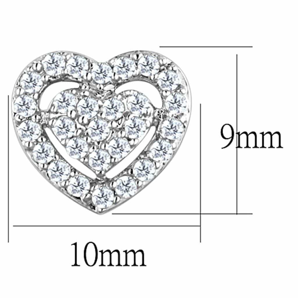 Brass CZ Double Heart Stud Earrings | The Stainless Jewelry view 2