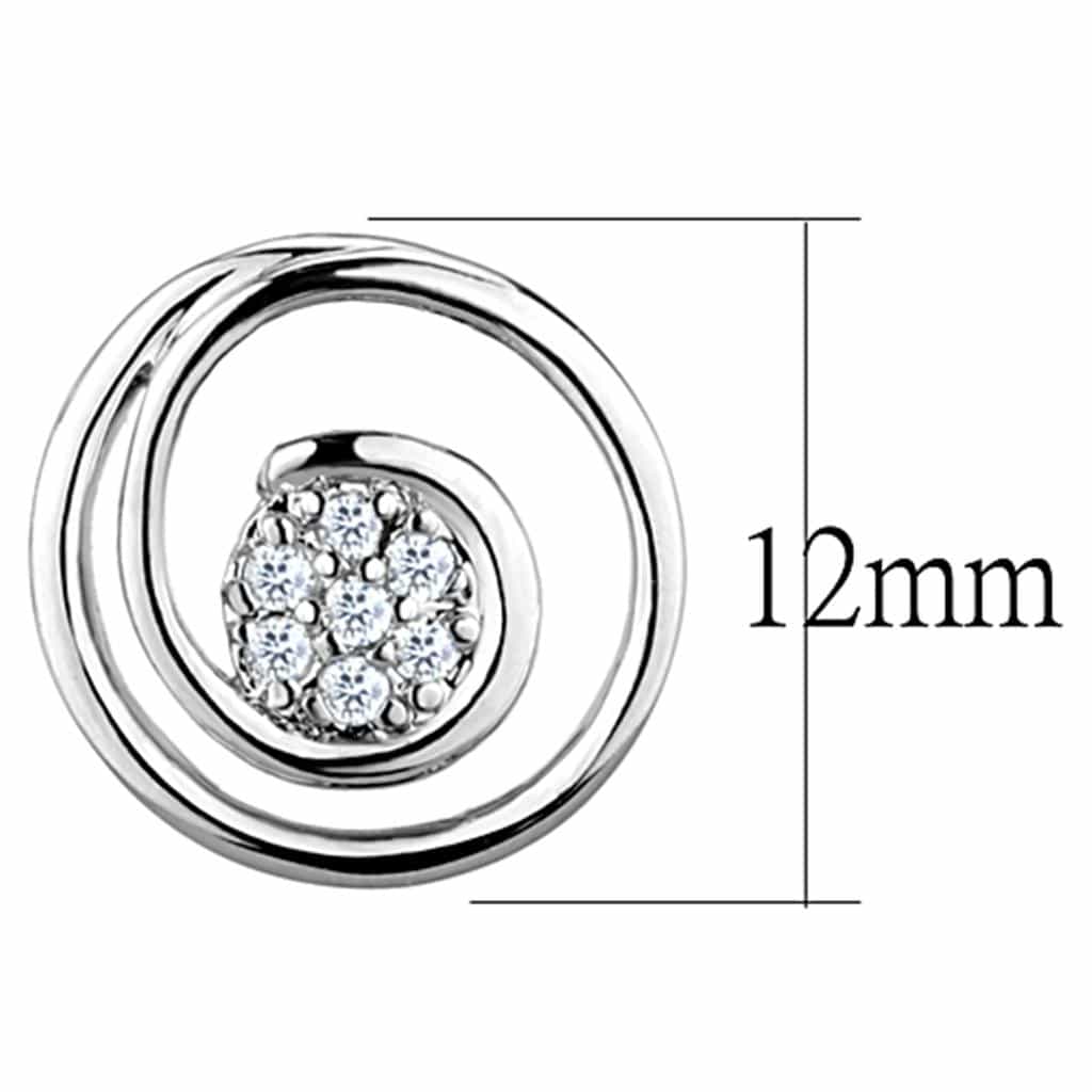Brass CZ Pave Spiral Circle Stud Earrings 3W638 view 2