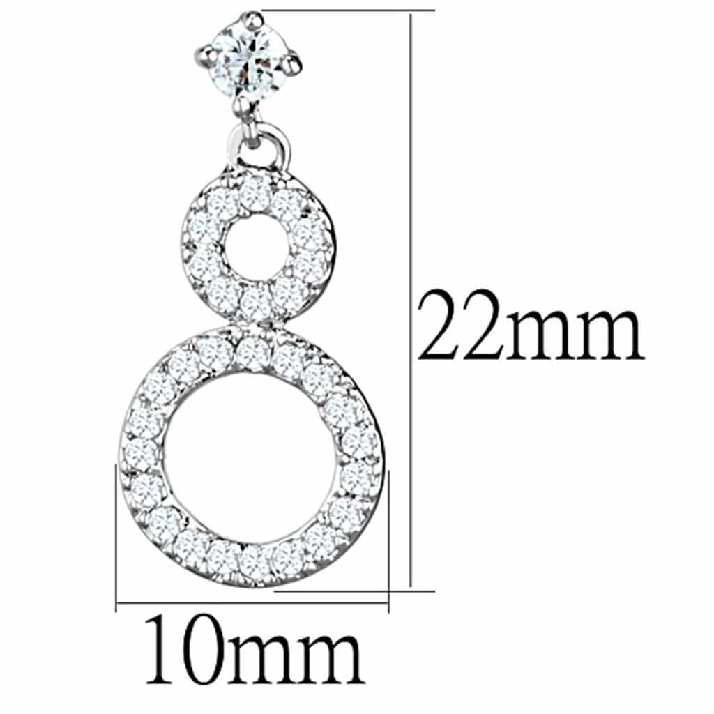 Brass CZ Pave Double Circle Drop Earrings 3W639 view 2