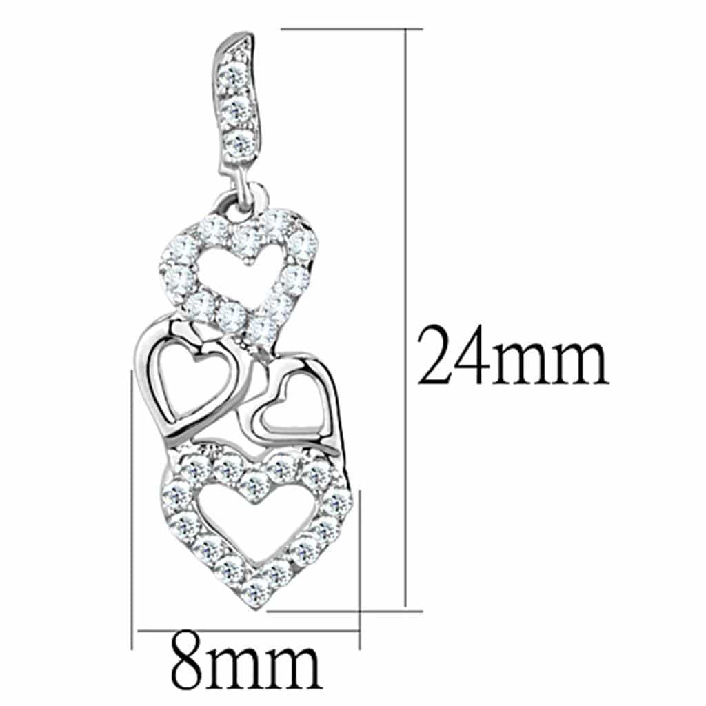 Brass CZ Pave Triple Heart Cascade Drop Earrings view 2