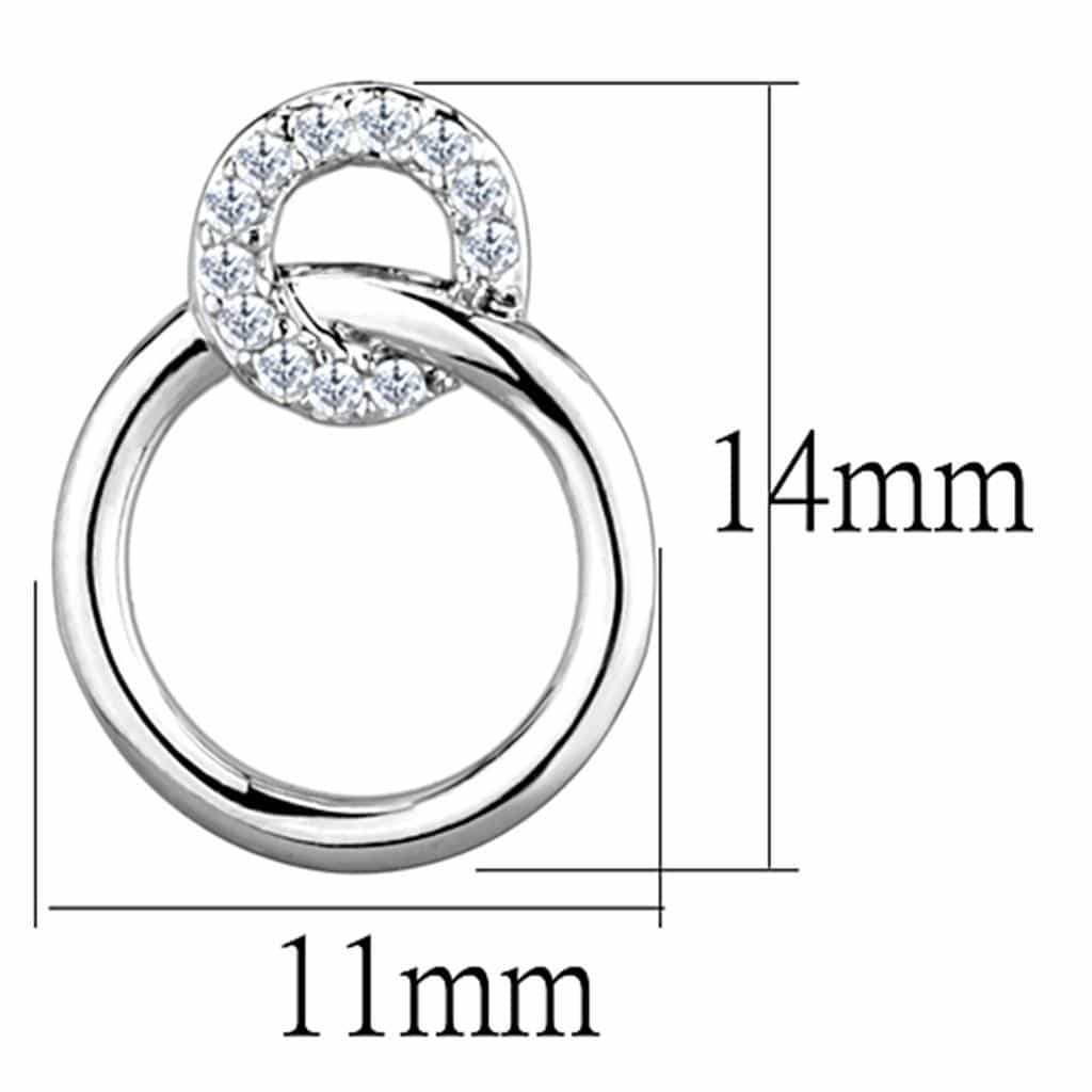 Brass CZ Pave Circle Polished Loop Stud Earrings view 2