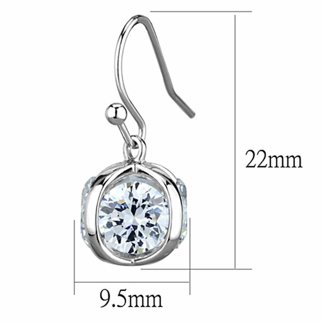 Brass CZ Round Bezel Cushion Frame Dangle Earrings view 2