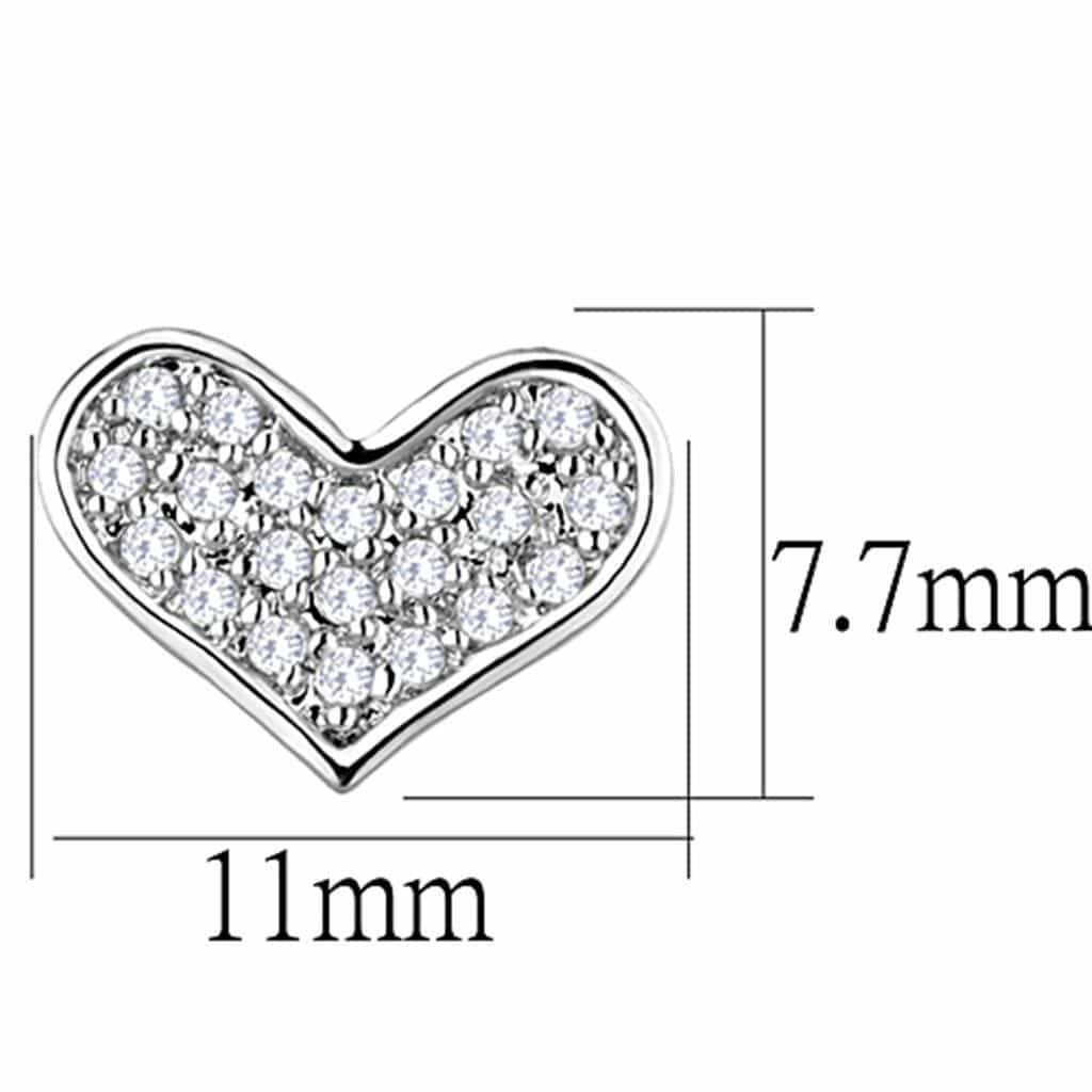 Brass CZ Heart Flat Stud Earrings | The Stainless Jewelry view 2