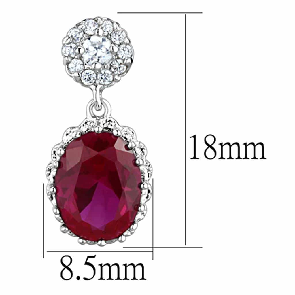 Brass Ruby CZ Oval Halo Cluster Drop Earrings view 2