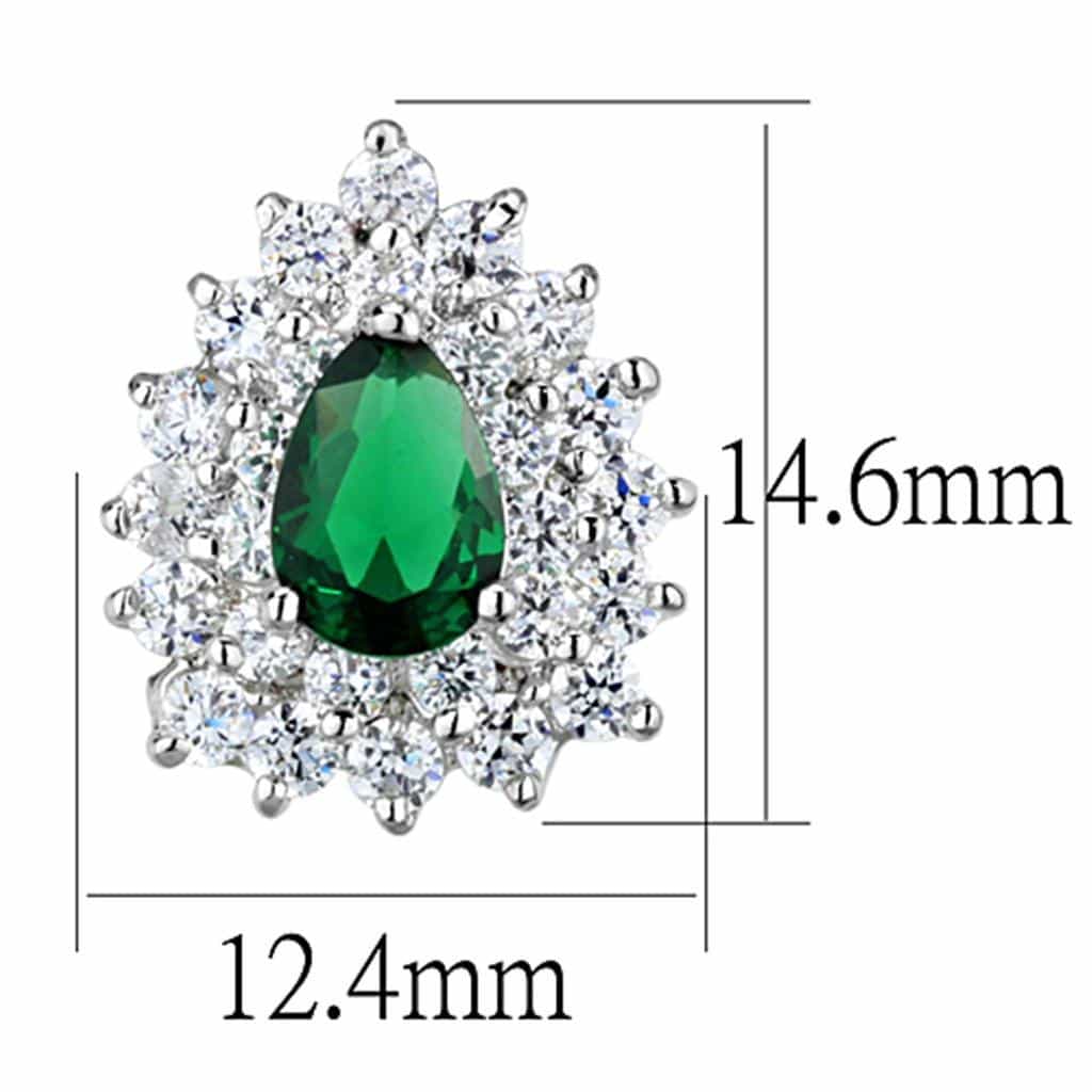 Brass Emerald CZ Oval Halo Cluster Drop Earrings view 2
