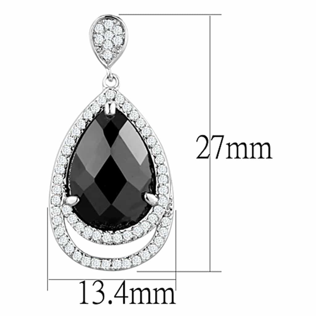 Brass Black CZ Pear Halo Teardrop Drop Earrings view 2