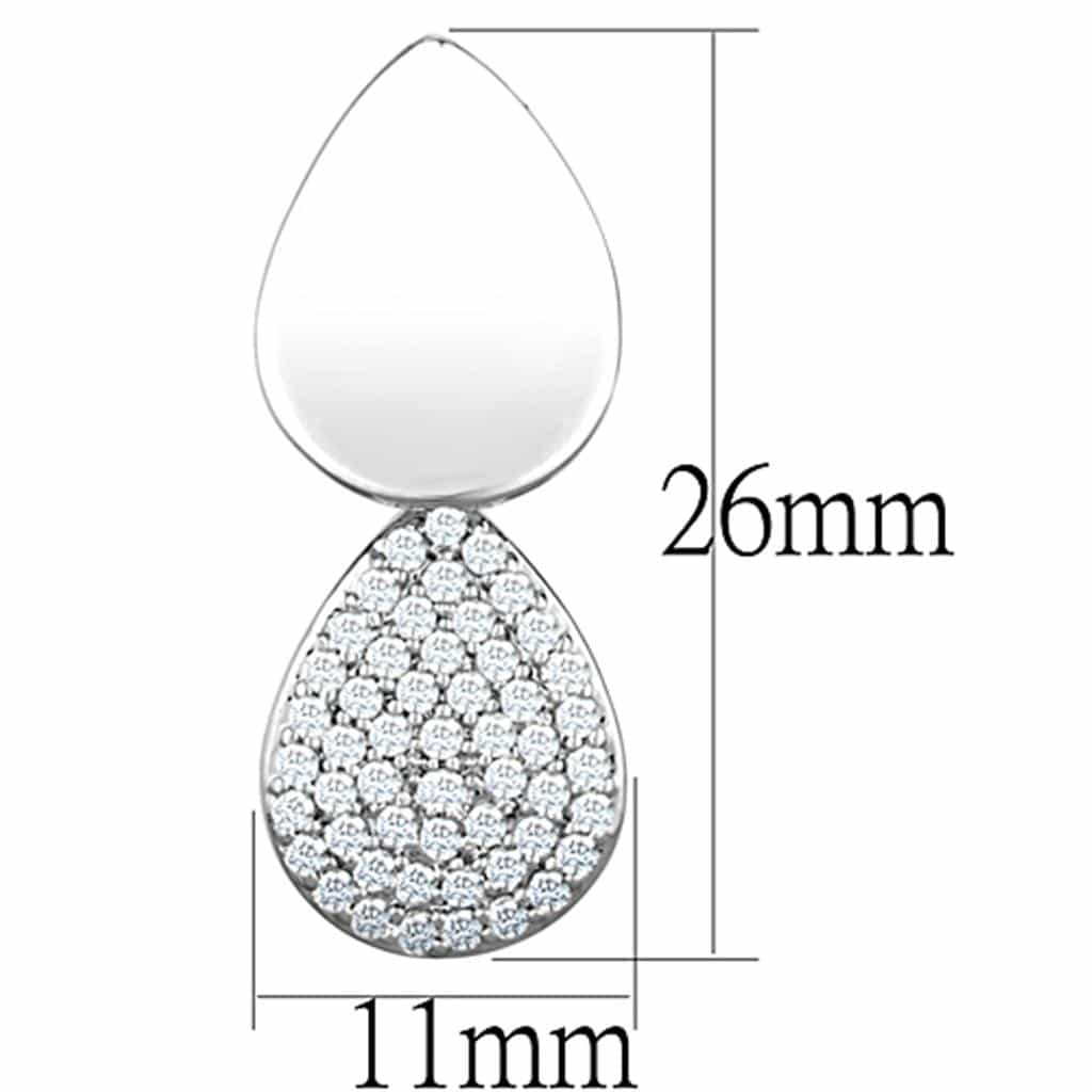 Brass CZ Micro Pave Teardrop Drop Earrings view 2
