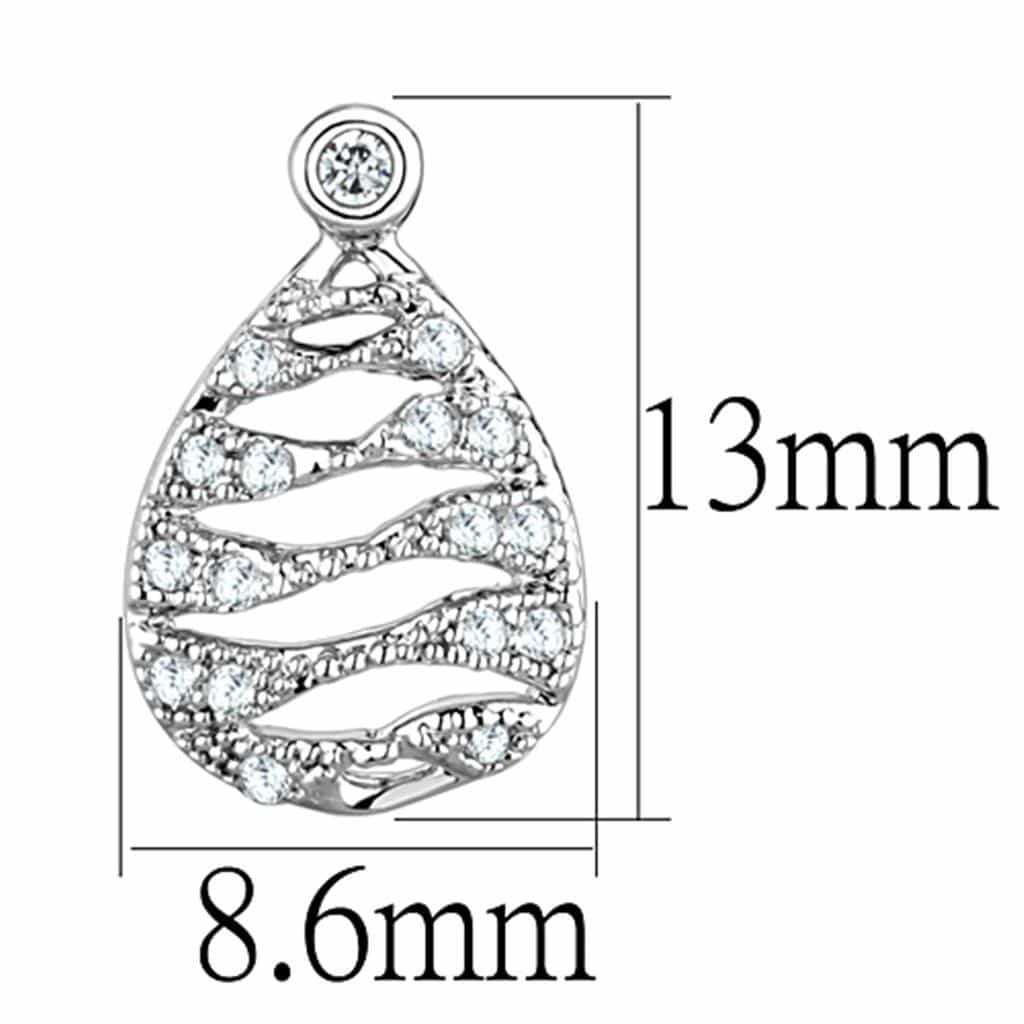 Brass CZ Channel Openwork Teardrop Stud Earrings view 2