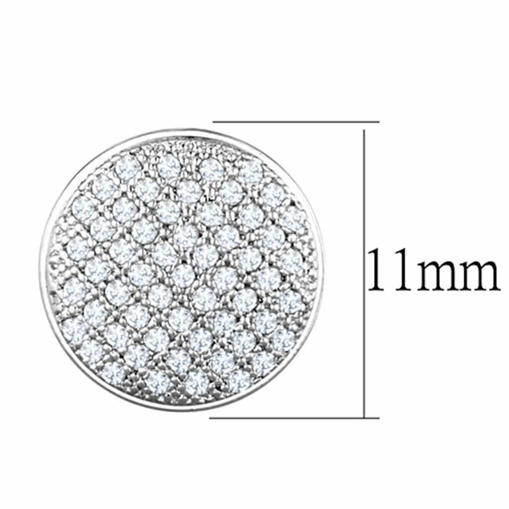 Brass CZ Pave Circle Disc Stud Earrings | The Stainless Jewelry view 2