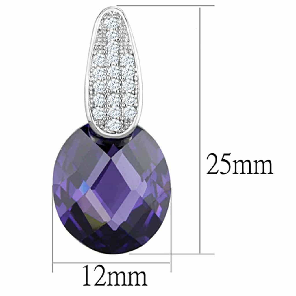 Brass Purple CZ Pear Pave Huggie Drop Earrings view 2