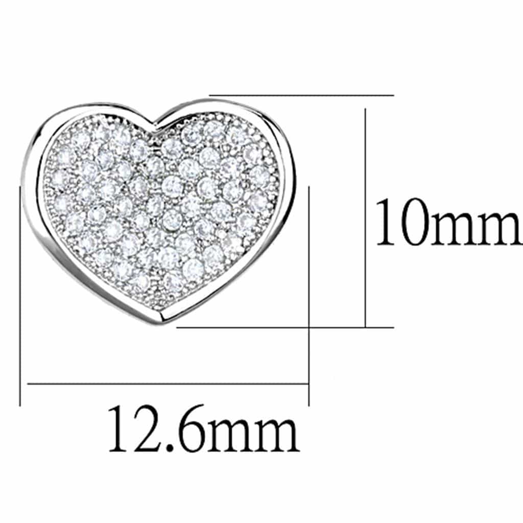 Brass CZ Heart Pavé Stud Large Earrings | The Stainless Jewelry view 2