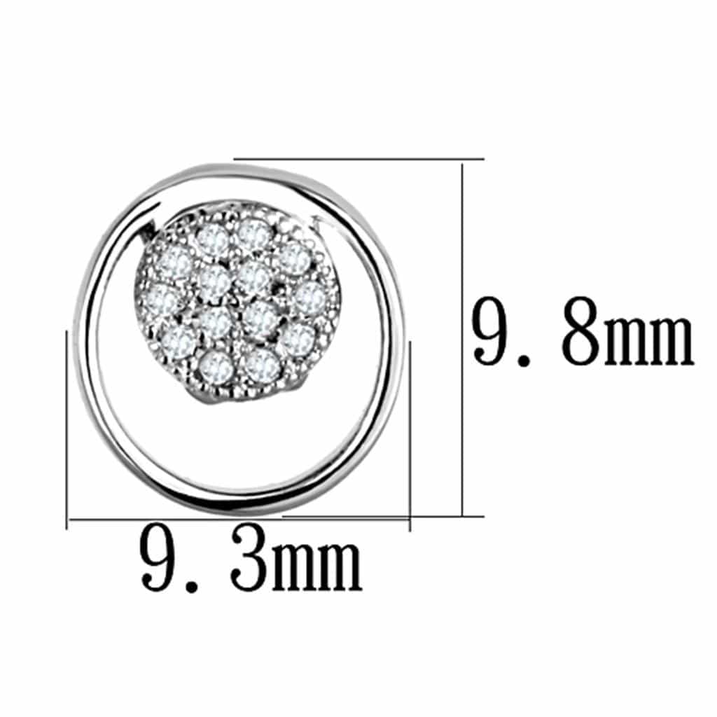 Brass CZ Pave Disc Polished Hoop Drop Earrings view 2