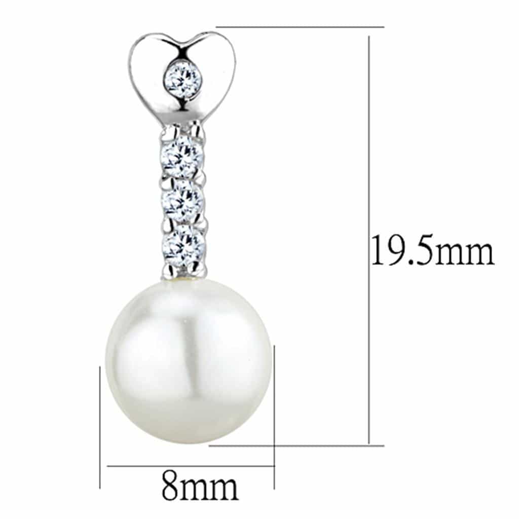 Brass CZ Bar Pearl Drop Heart Post Ring | The Stainless Jewelry view 2