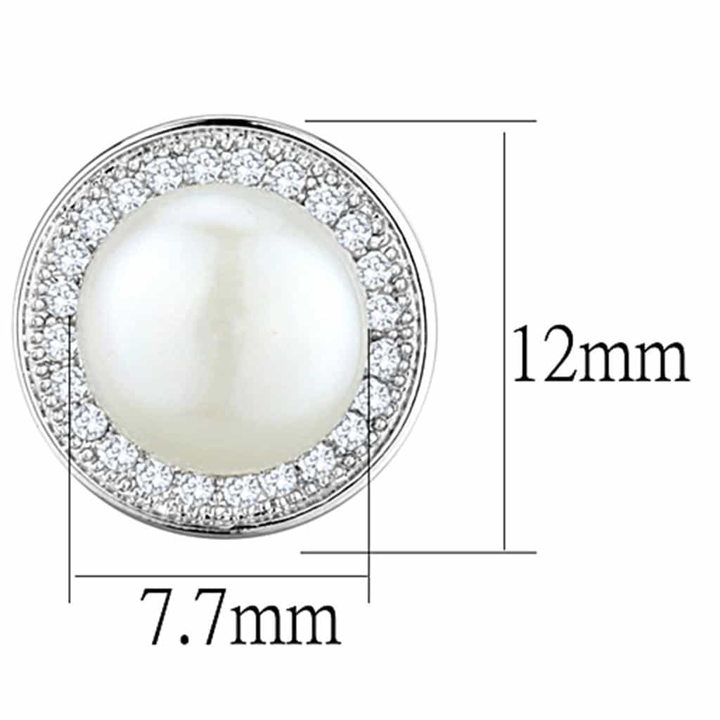 Brass Pearl CZ Pave Round Halo Stud Earrings view 2