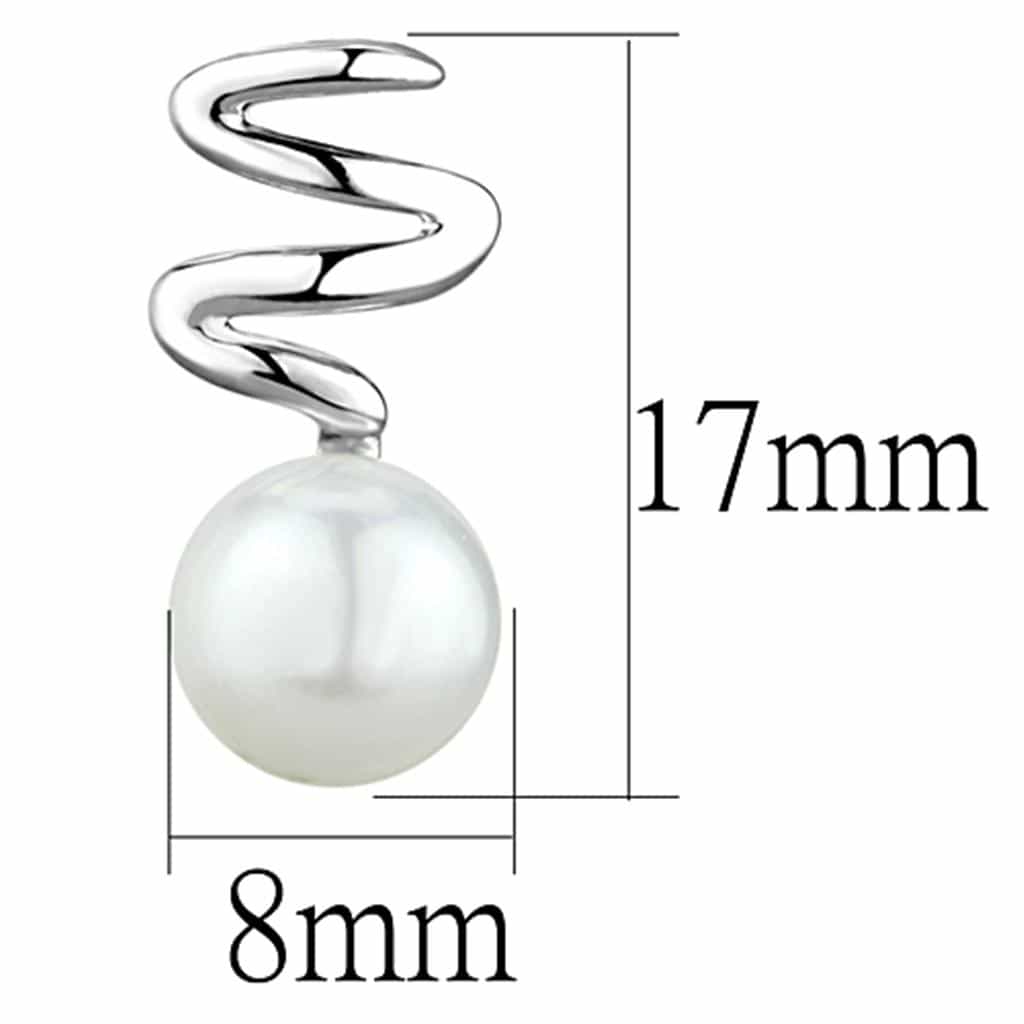 Brass Pearl Polished Spiral Wave Stud Earrings view 2