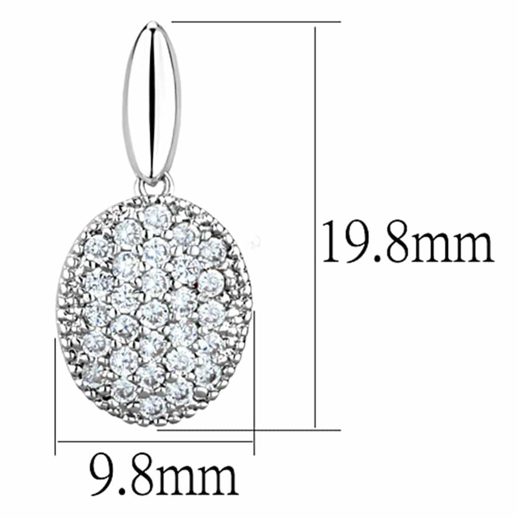 Brass CZ Pave Oval Disc Huggie Drop Earrings view 2