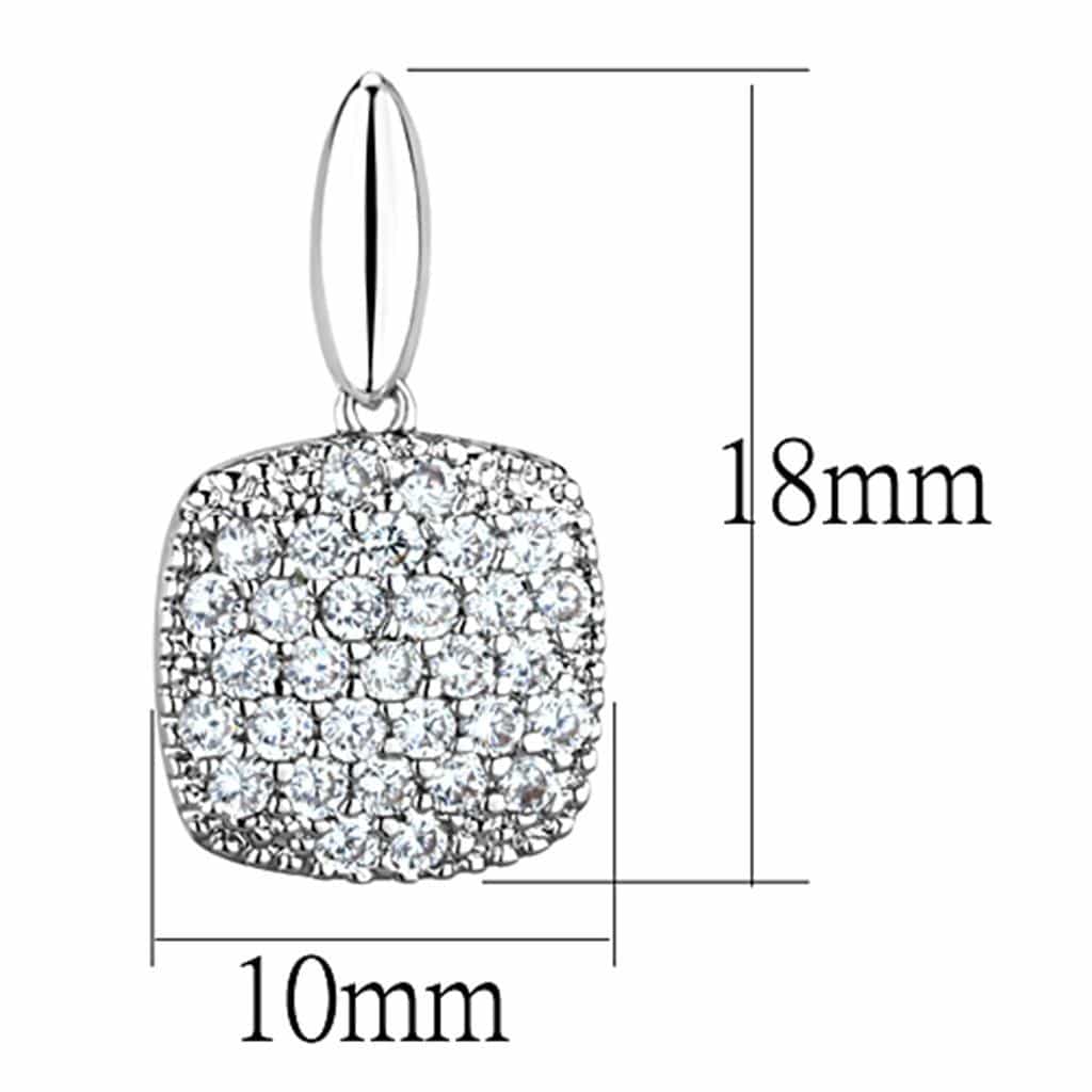 Brass CZ Pave Cushion Square Drop Stud Ring view 2