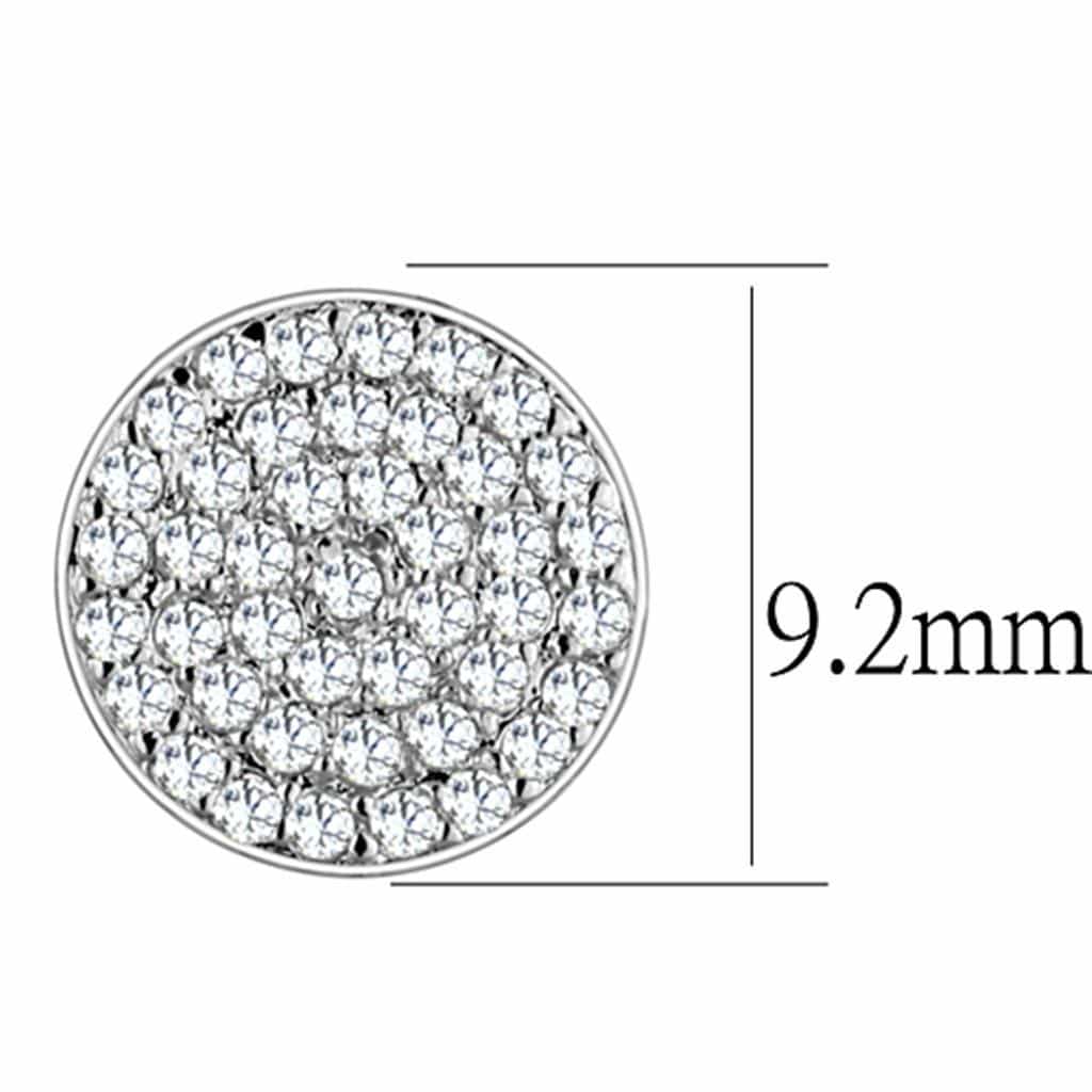 Brass CZ Pave Grid Circle Disc Stud Large Earrings view 2