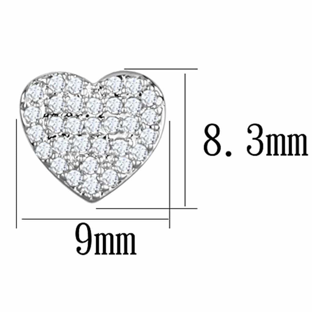 Brass CZ Heart Pavé Stud Med Earrings | The Stainless Jewelry view 2