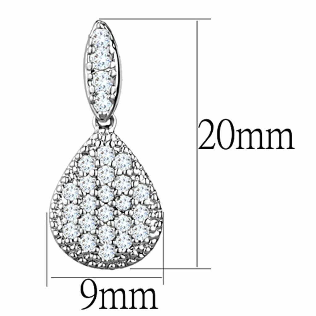 Brass CZ Pave Teardrop Marquise Drop Earrings view 2