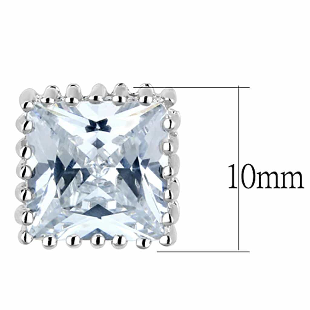 Brass CZ Princess Beaded Frame Stud Ring | The Stainless Jewelry view 2