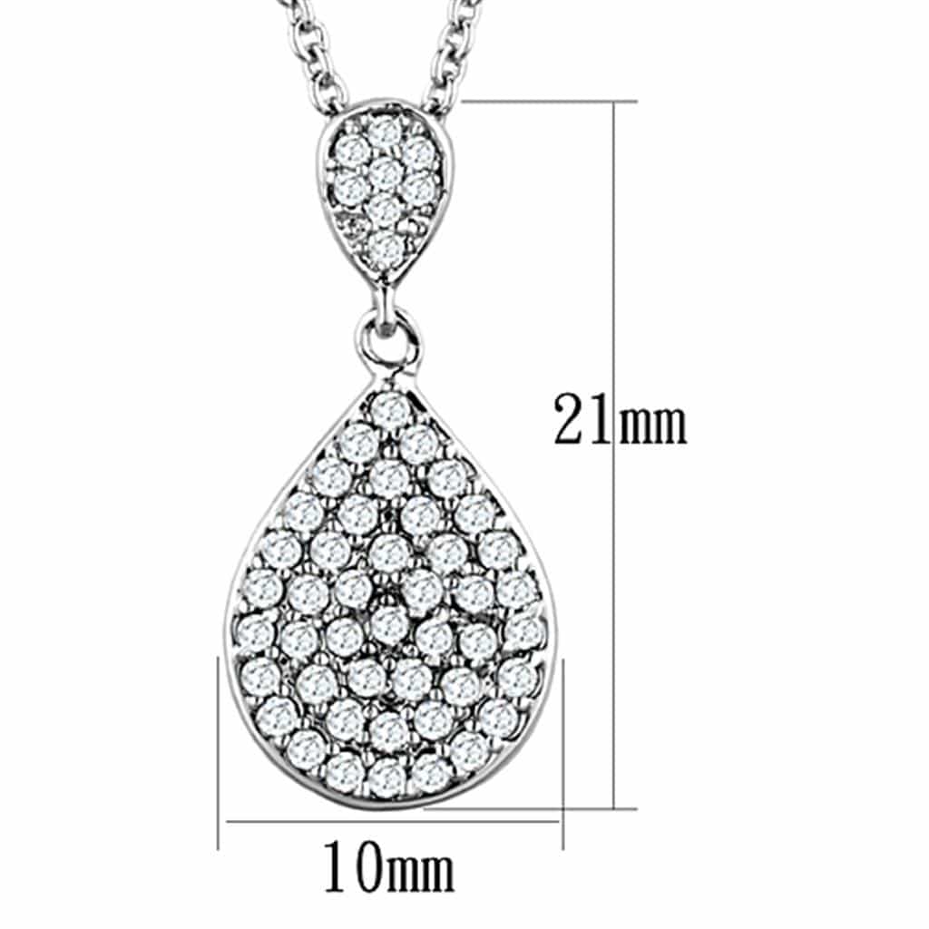 Brass CZ Pave Teardrop Pendant Necklace | The Stainless Jewelry view 2