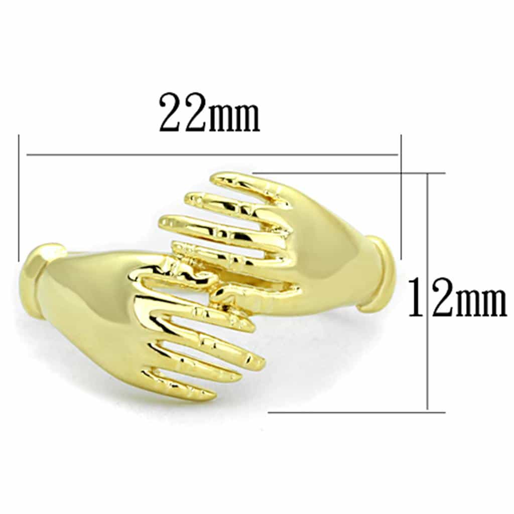 Brass Gold Clasped Hands Embrace Open Ring view 2