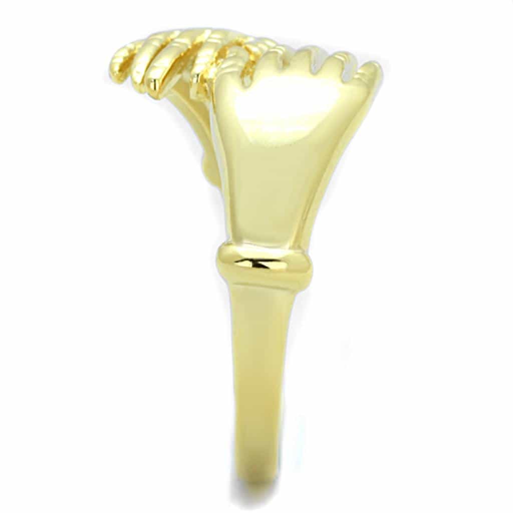Brass Gold Clasped Hands Embrace Open Ring view 4