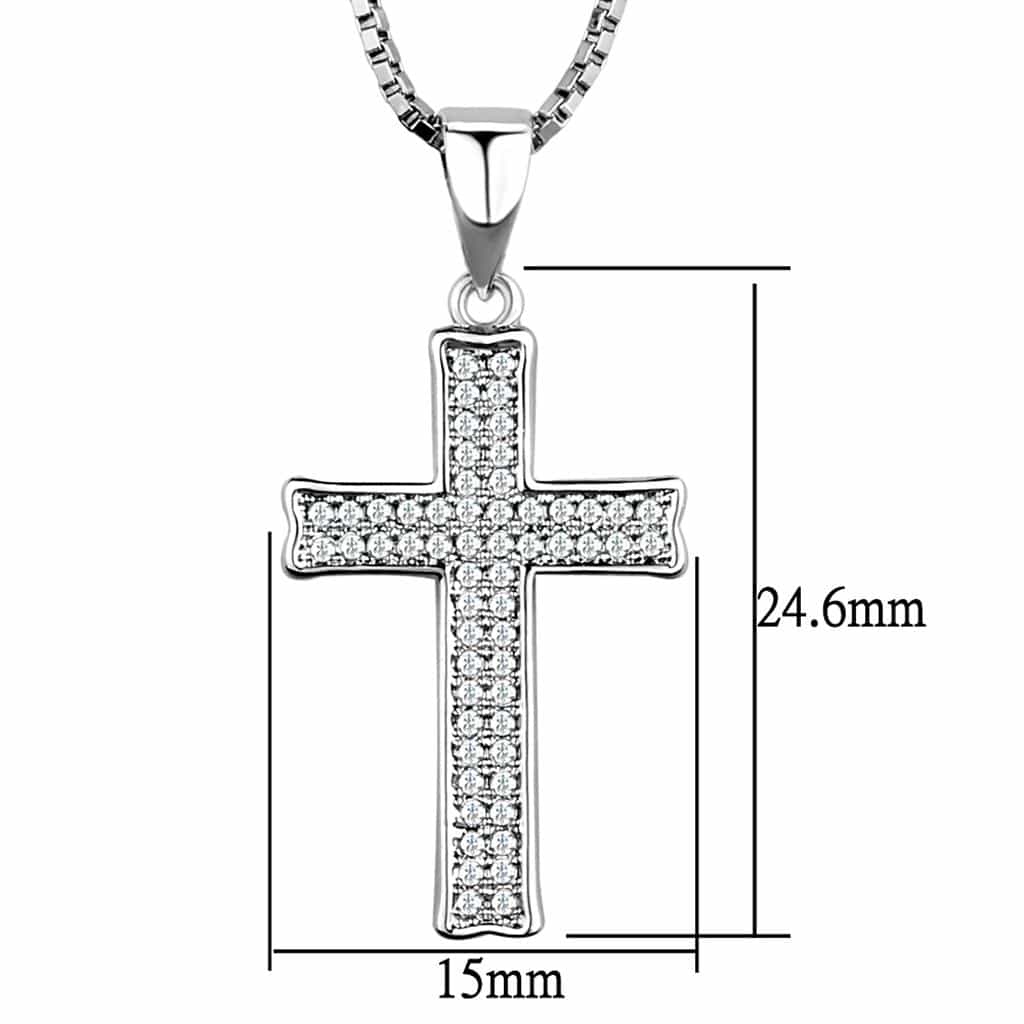 Brass CZ Pave Cross Bar Pendant | The Stainless Jewelry view 5