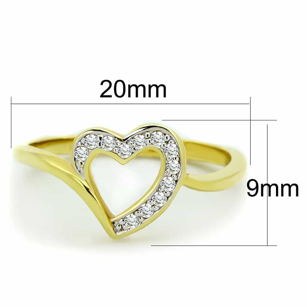Brass Gold CZ Heart Open Ring | The Stainless Jewelry view 2