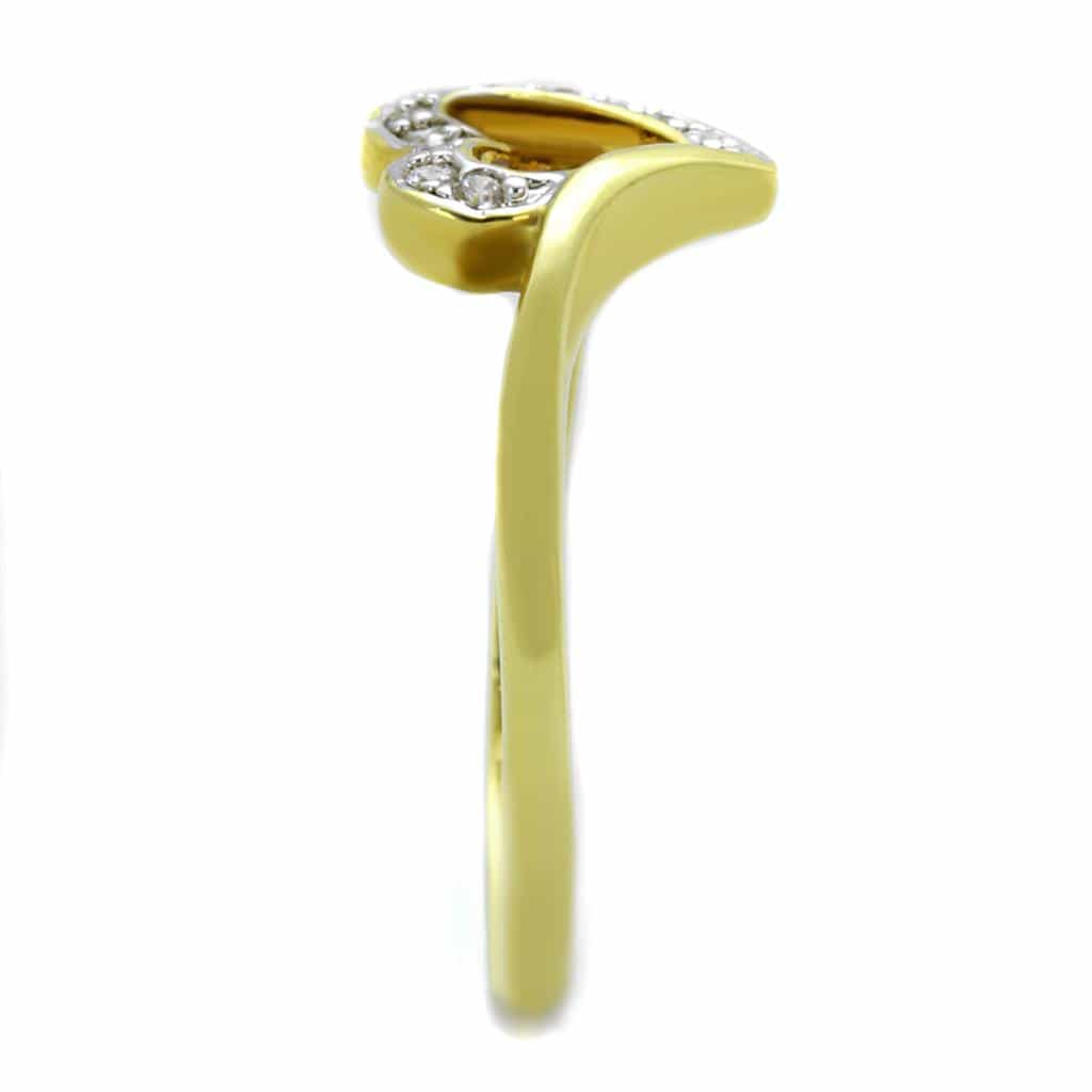 Brass Gold CZ Heart Open Ring | The Stainless Jewelry view 4