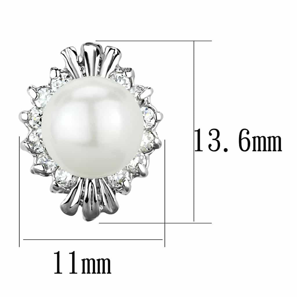 Brass Pearl CZ Marquise Starburst Stud Earrings view 2